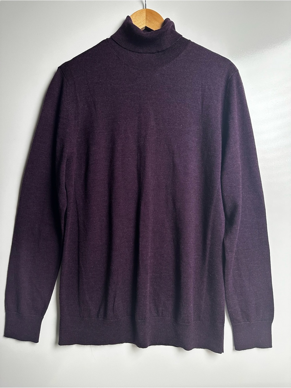 Express Conscious Edit 100% Merino Wool Turtleneck Sweater Purple Mens L NWOT